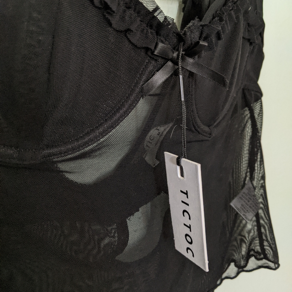 TIC TOC black lacy women's sheer top